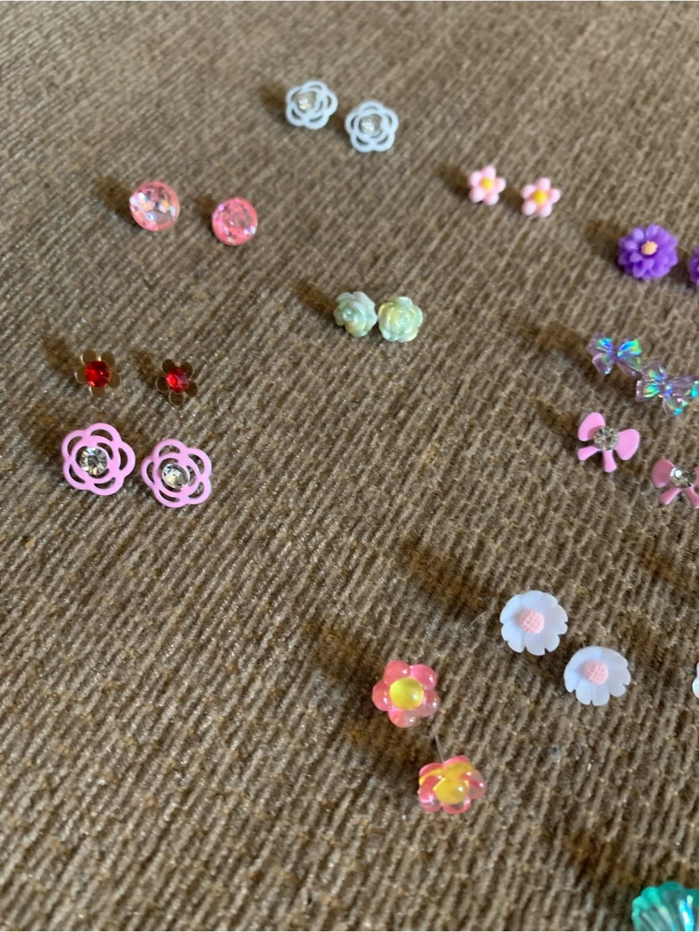 Assorted Girls' Pastel Stud 22 Pair Earring Set - Blue, Pink, Purple, White